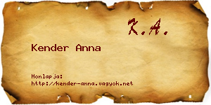 Kender Anna névjegykártya