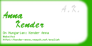 anna kender business card